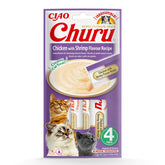 Ciao Churu Sticks by INABA Cat Treat - Chicken & Shrimp Flavour (4 x 14g) / Soft & Creamy Cat Treat, Delicious & Healthy Snack, Purée Food Topper, Pill Assist, Natural, Grain Free